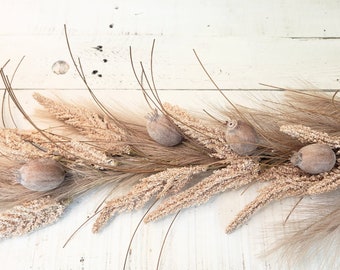 Pampas Grass,BARLEY,Boho Wedding Garland Decor-Rustic Farmhouse Home Shelf,Mantle,Table Decor-Wedding Table Runner-Home Gifts,Housewarming