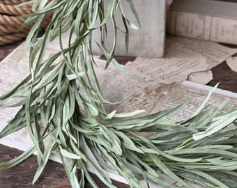 Greenery Garland for Mantel, Kitchen Cabinet, Table Runner, Shelf Decor-Wedding Table Decor-Modern Cottage Home Decor-Artificial LUSH GRASS