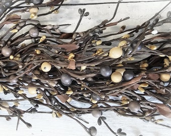 Rustic Home Decor Garland-SLATE GRAY & TAN Garland-Modern Cottage Farmhouse Decor-Fall Table Runner-Mantle Garland-Gray Home Decor