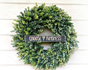 Eucalyptus Wreath-Modern Farmhouse Décor-Door Decor-Choose Kindness-Inspirational Decor-Winter Wreath-Door Sign-Wedding Gift-Housewarming