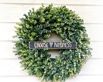 FRONT DOOR-Eucalyptus Wreath-Farmhouse Décor-Door Wreath-Choose Kindness-Summer Wreath-Fall Wreath-Winter Wreath-Door Sign-Door Décor-Signs