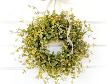 MINI Spring Greenery Wreath for Home Decor-Farmhouse Wreaths,Small AUTUMN BOG Wreath for Year Round Door Decor-Everyday Wreath Gift Ideas