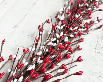 Berry Garland-RED & WHITE Garland-Table Runner-Valentines Garlands-Garland for Mantel-Summer Home Decor-Wreath Supplies-DIY Wreath-Crafts