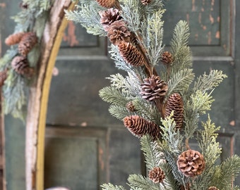 Christmas Pinecone Garland-Artificial Atlas Green Garland-Holiday Garland-Christmas Mantel Garland-Rustic Winter Garland-Holiday Home Decor