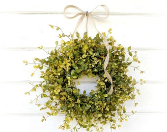 MINI Wreath-Greenery Wreath-Farmhouse Wreath-Small Wreath-Greenery BOG-Farmhouse Decor-Centerpiece-Wreath for Pantry Door-Home Decor