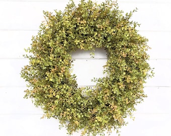 Modern Farmhouse Faux Eucalyptus Wreath-Front Door Wreath-Wreaths-Door Decor-Outdoor Wreath-Year Round Wreath-Cottagecore-Housewarming Gift