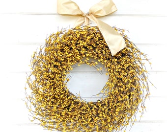 Farmhouse Décor-YELLOW Wreath-Fall Wreath-Door Wreath-Autumn Décor-Rustic Farmhouse Home Décor-Fall Home Décor-Door Wreath-Housewarming Gift