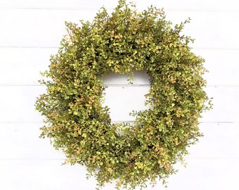 Modern Farmhouse,Faux Eucalyptus Wreath,Front Door Décor-Year-Round Wreath,Handmade Baby EUCALYTPTUS Wreath-Outdoor/Indoor,Home Decor Gift