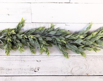 Winter Garland-Greenery Mantel Décor-RAIN DROP-Modern Farmhouse Décor-Green Garland-Wedding Décor-Tablescape Greenery-Bridal Shower Decor