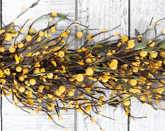 Yellow Berry Garland-Modern Farmhouse Décor-Spring Table Runner-Yellow Wedding Decor-Yellow Home Decor-Spring Garland-Summer Home Decor