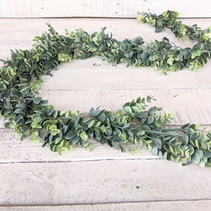 Greenery Garland for Mantel Decor-Modern Farmhouse Artificial FROSTED EUCALTYPTUS Year Round Home Decor-Tablescapes,Centerpiec,Table Runner