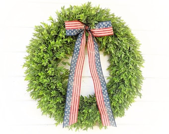 Summer Wreath-Modern Farmhouse Wreath-4th of July Wreath-Greenery Wreath-Patriotic Wreath-Summer Home Décor-YearRound Wreath-Greenery Wreath