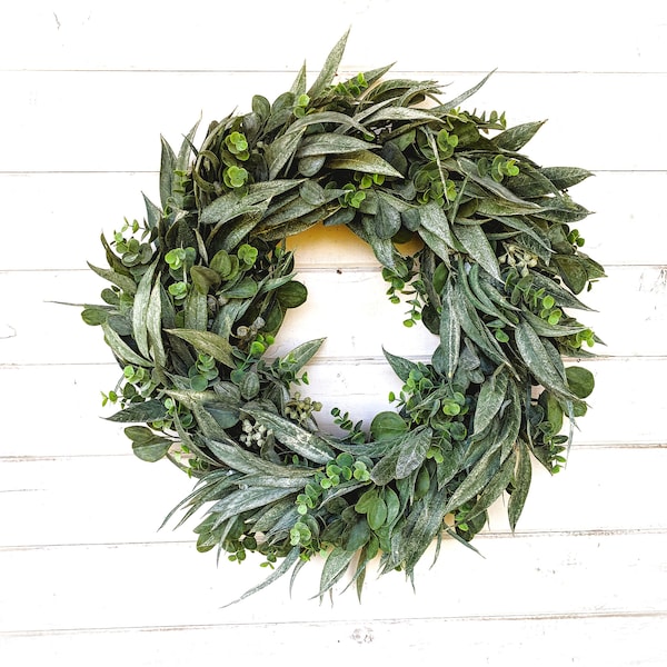 Modern Farmhouse Decor-Fall Modern Decor-Fall Wreath-Wreaths Fall-Greenery Wreath- Eucalyptus Wreath-outdoor Wreaths-Neutral Wall Decor