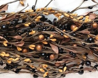 Rustic Fall Decor-Fall Garland for Table-Black & Tan Garland-Modern Farmhouse Décor-Fall Table Runner-Fall Mantel Décor-Autumn Decor