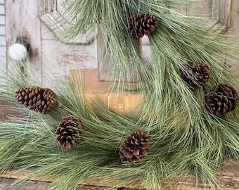 Christmas Garland-6Ft Artificial Pine Garland-Holiday Mantel Decor-Mantle Garland-Holiday Garland-Christmas Decorations-Doorway Garland