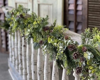 Garland for Mantle Decor-6Ft Eucalyptus and Pinecone Garland-Holiday Home Decor-Holiday Garland-Staircase Hanging Garland-Winter Tablescape