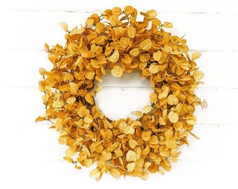 Fall Wreath-Farmhouse Wreath-Fall Door Wreath-GOLD PENNY LEAF Wreath-Farmhouse Decor-Fall Decor-Autumn Decor-Housewarming Gift-Rustic Wreath