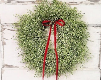 Vintage-Inspired Mini Wreath-Small Wreath-Modern Farmhouse Kitchen Decor-FROSTED LUNA Greenery Wreath-Small Chair Hanging Wreaths-Gifts
