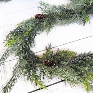 Christmas Pine Glitter Frosted Garland-Christmas Greenery-Winter Garland-Christmas Décor-Holiday Table Runner-Christmas Mantle Garland Decor image 1