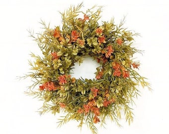 Fall Farmhouse-MINI Wreath-Small Wreath-FALL Wreath-Modern Farmhouse Décor-Fall Décor-Door Decor-Orange Wreath- Greenery Wreath-Boho Decor