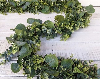 Greenery Garland-Eucalyptus Garland-Wedding Garland-Modern Home Decor-Boho Garland-Garland for Fireplace Mantel-Greenery-Tablescape-Gift