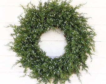 Wreath for Rustic Lodge|Cabin Decor-Winter Wreath-Artificial JUNIPER Greenery Wreath-Outdoor Wreath-Wall Hanging-READY to SHIP-Gift for Home