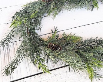 Christmas PINE Garland-Glitter Frosted Pine-Christmas Greenery-Winter Wonderland Garland-Christmas Mantle Décor-Holiday Home Décor Gift