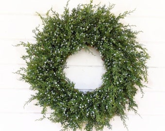 Modern Winter Wreath-Holiday Wreath-New Years Wreath-JUNIPER Wreath-Greenery Wreath-Outdoor Wreath-Minimalistic Decor-Winter Home Decor