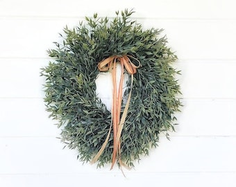 Everyday MINI Wreath-Pantry Door|Kitchen Caninet Small Wreath-GREEN-ASH-Modern Farmhouse Chair Wreath-Window Hang or Display Greenery Wreath