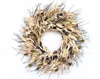 Fall Farmhouse Wreath-Fall Home Decor-AUTUMN HARVEST Wreath-Modern Fall Decor-Thanksgiving Door Wreath-Rustic Home Decor-Neutral Home Decor