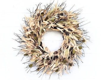 Thanksgiving Wreath-Fall Home Decor-Fall Wreaths-Rustic Boho Decor-Thanksgiving Decor-Modern Fall Farmhouse Wreath-Thanksgiving Door Decor