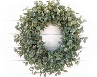 Farmhouse Wreath-Fall Door Wreath-GREEN PENNY LEAF Wreath-Modern Farmhouse Décor'-Winter Wreath-Housewarming Gift-Front Door Wreath-Gifts