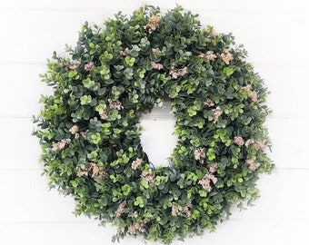 Front Door Wreath-Handmade Wreath-Modern Farmhouse Door Decor-Cottagecore-Greenery Wreath-Boho Home Décor-EUCALYPTUS Wreath-Outdoor Wreath