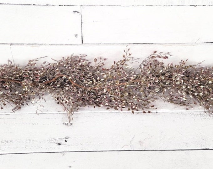 Vintage 6' Frosted PLUM LUNA LEAF Garland-Artificial Greenery Garland Decor-Modern Farmhouse Decorations-Maximalist Garland-Rustic Wedding