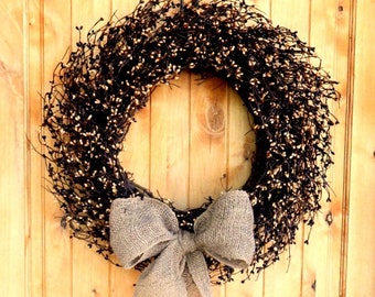 Dark Fall Wreath-Fall Cottage Home Decor-SCENTED WREATHS-Front Door Wreath-Large Wall Decor-Black Wreath-Rustic Home Decor-Unique Gifts