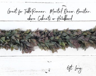 Dark Purple Faux Greenery Garland-Table Runner-Wedding Table Décor-DIY Tablescape Supply-Fireplace Mantel Decor-Modern Cottage Home Decor