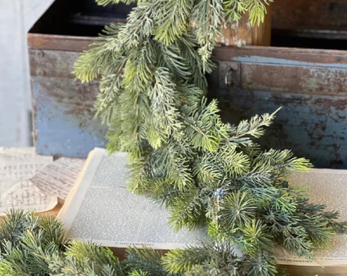 Featured listing image: Modern Christmas Garland-Soft Touch Winter Garland-Thick Garland for Mantle-Realistic Garland-Christmas Garland for Door-Outdoor Garland