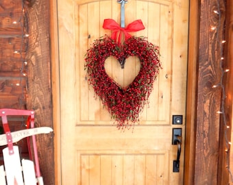 Valentine's Day Wreath-Front Door Wreath-Valentine's Day Wreath-Housewarming Gift-Heart Wreath-Anniversary Gift-Door Wreath-Wreath-Gifts