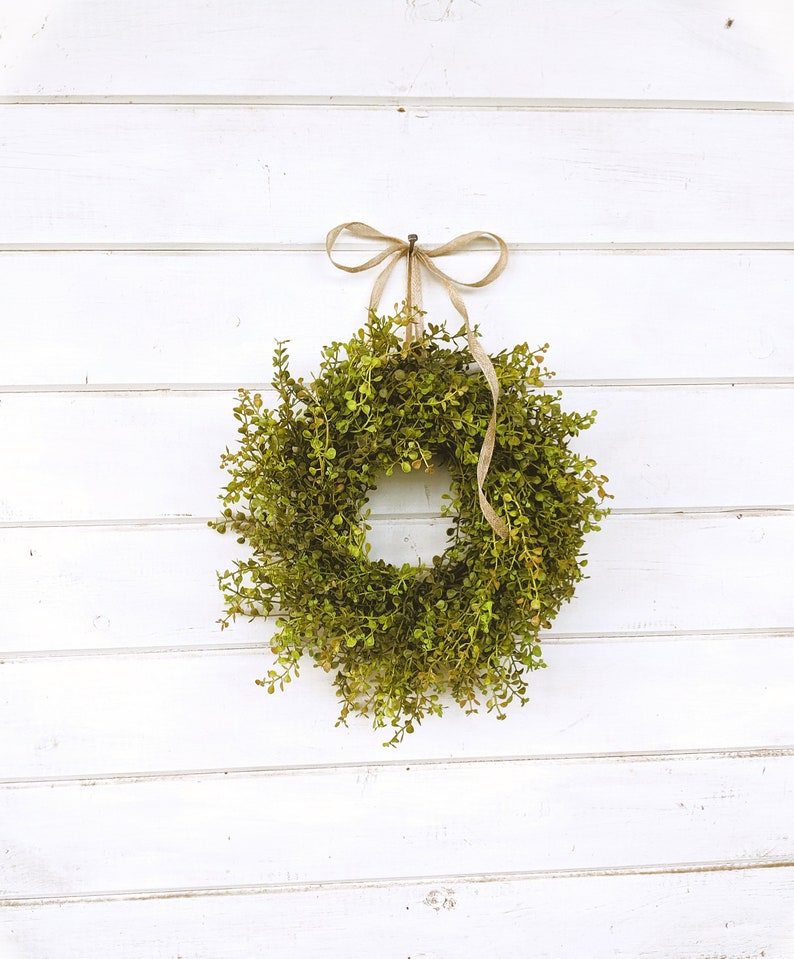 Farmhouse Wreath-Fall Wreath-MINI Window Wreath-Baby Eucalyptus Wreath-Fall Home Decor-Boxwood Wreath-Wall Hangings-Small Wreaths-Gifts image 2