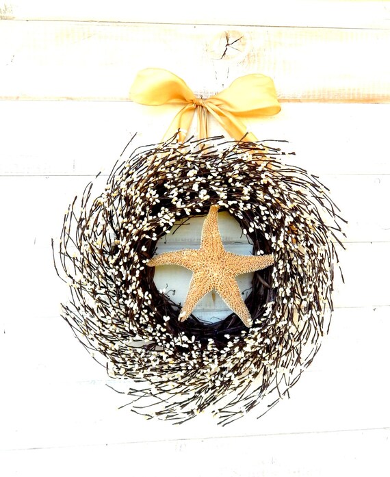 Coastal Wreath Coastal Home Decor Beach Decor Star Fish Decor Nautical Home Decor Bathroom Decor Scented Wreaths Custom Made Wreaths Usa