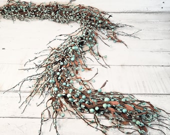 Light Teal Garland-Modern Farmhouse Décor-Easter Table Runner-Easter Garland-Spring Fireplace Mantel Décor-Wedding Garland-Spring Home Decor