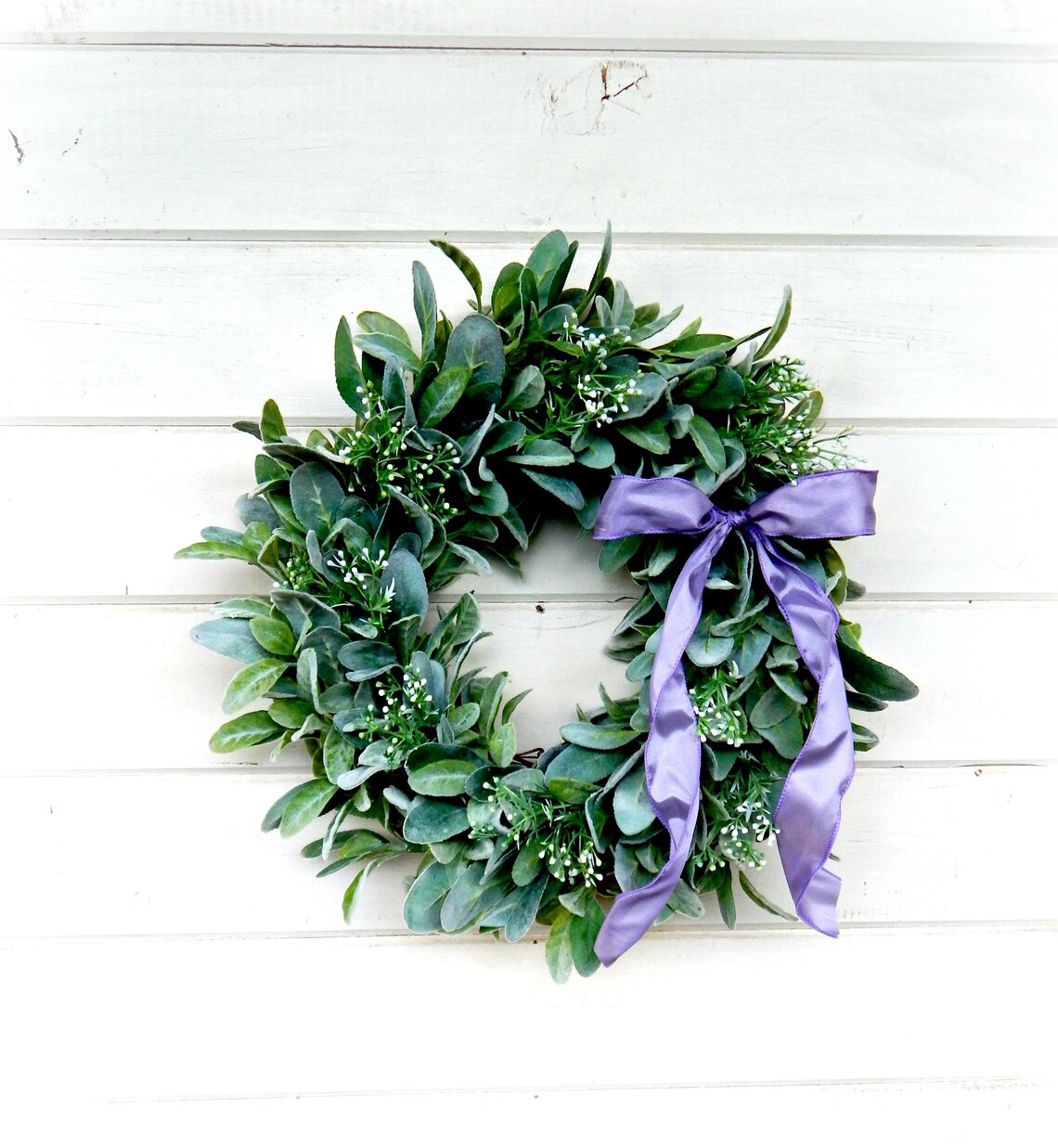 Lambs Ear Wreathfarmhouse Wreathbaby's Breath Etsy