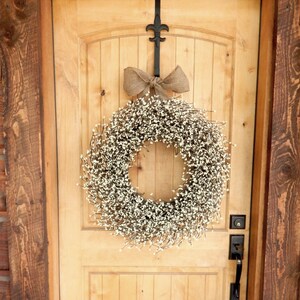 24in Cream Berry Wreath-Large Wreath for Front Door-Winter Wreath-Christmas Wreaths-Year-Round Wreath-Christmas Gift-Mantel Decor image 2