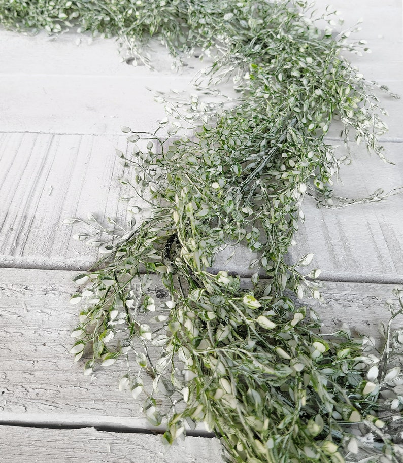 Cottagecore-Winter Greenery-FROSTED WHITE LUNA-Farmhouse Décor-Greenery-Wedding Garland-Wedding Décor-Table Runner-Mantel Garland-Supplies image 5