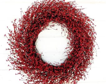 Large Red Mantel Wreath-Christmas Wreath- Red Berry Wreath-Holiday Wreaths-Christmas Home Decor-Gift for Mom-Holiday Door-Christmas Decor