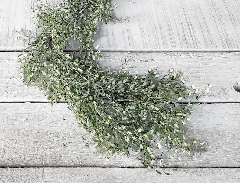 Cottagecore-Winter Greenery-FROSTED WHITE LUNA-Farmhouse Décor-Greenery-Wedding Garland-Wedding Décor-Table Runner-Mantel Garland-Supplies image 3