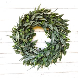 Greenery Wreath-Summer Wreath-Modern Wreath-California Eucalyptus-Outdoor Wreath-Year-round Door Wreath-Housewarming Gift-Unique Wreaths
