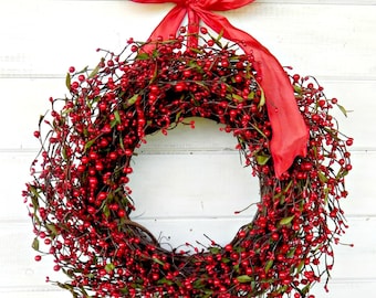 Christmas Wreath-Holiday Wreath-RED Wreath-Winter Wreath-Christmas Decor-Gift for Mom-Scented Wreath-Holiday Gift- Wreaths-Farmhouse Decor