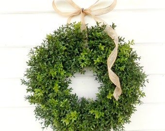 Year-Round Greenery Wreath-New England Boxwood Wreath-Outdoor Wreaths-Greenery Wreath-Minimalist Wreath-Gift for Mom-Housewarming Gift
