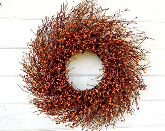 Fall Wreath-Fall Door Decor-Thanksgiving Wreath-PUMPKIN SPICE Door Wreath-Twig Wreath-Rustic Wreath-Fall Farmhouse Wreath-Fall Home Decor